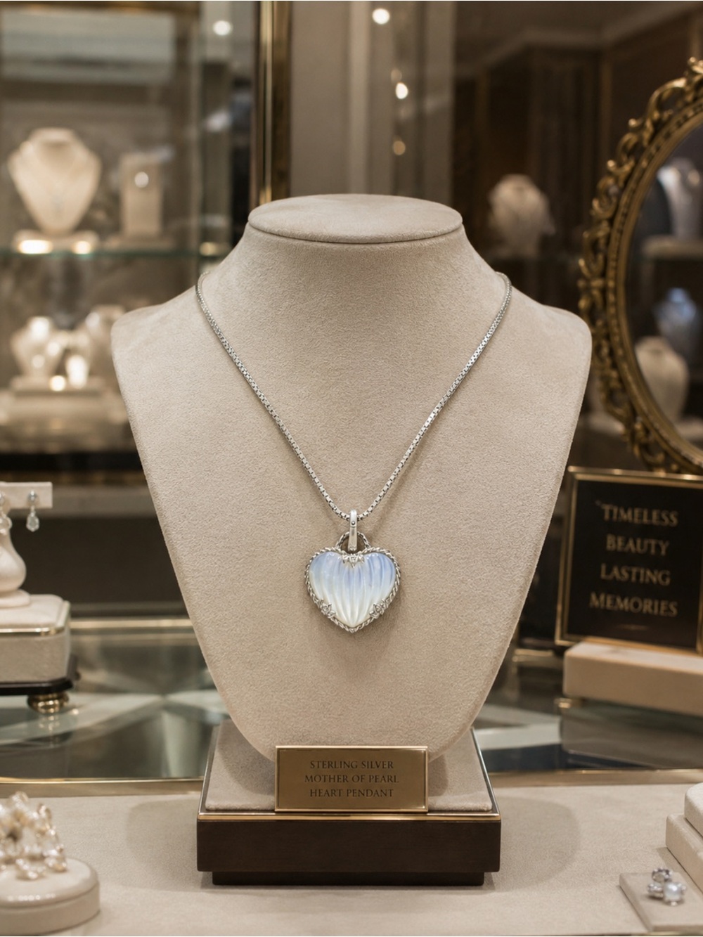 Judith Ripka Silver mother of pearl Heart Necklace